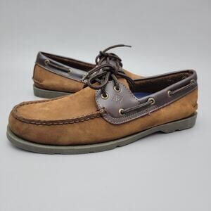 Sperry Top-Sider Leeward 2-Eye Brown Nubuck Boat Shoe Size 9.5